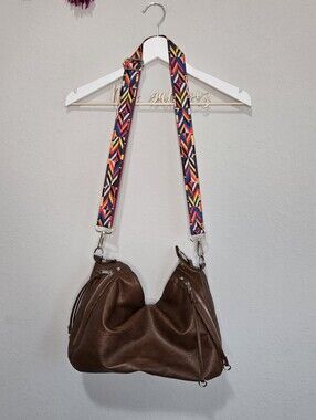 Sam & Hadley Brown Bag With Multicolored Strap